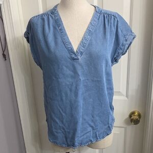 GAP Light Blue V-Neck Chambray Tunic